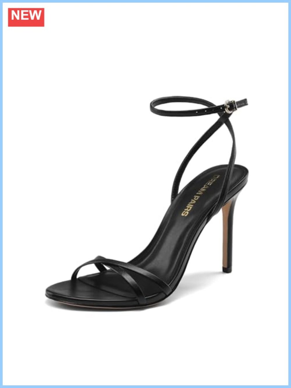 Strappy Stiletto Heel Sandals Faux Leather Ankle Strap Dress Heels Women